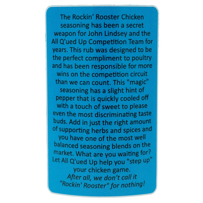 Rockin' Rooster Chicken Rub by All Q'ued Up (other)