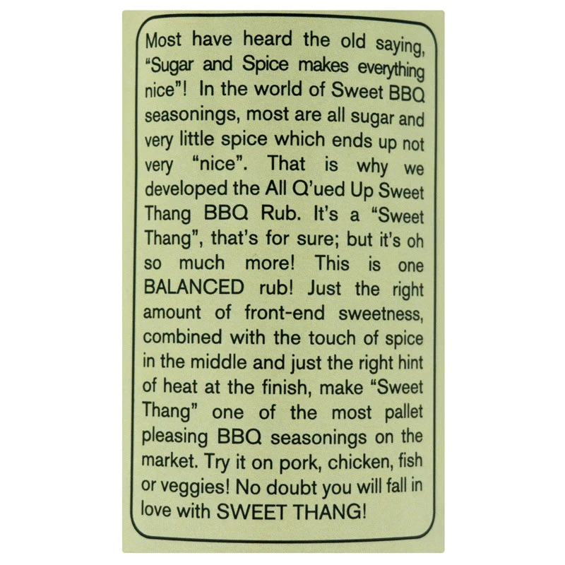 Sweet Thang BBQ Rub by All Q'ued Up (other)