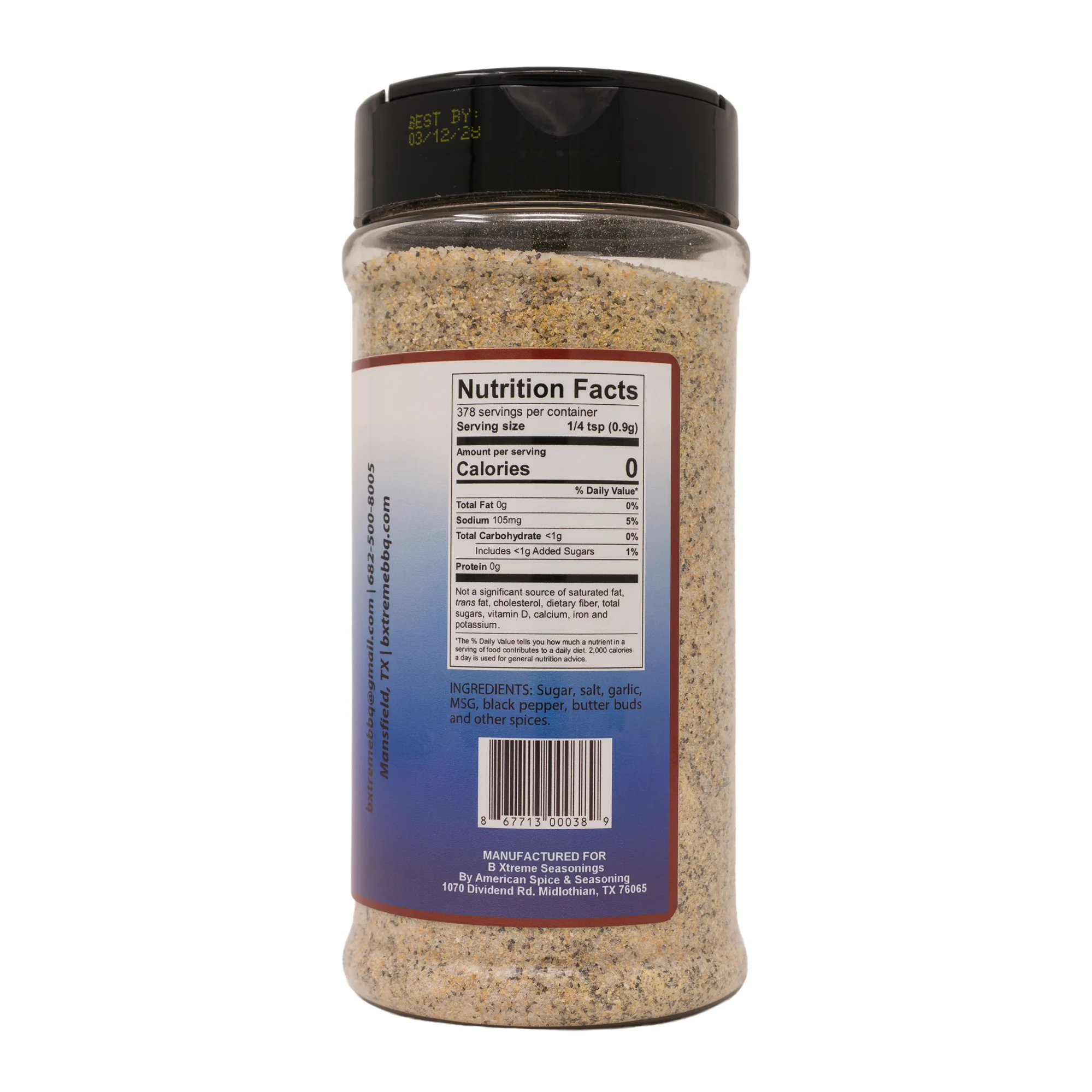 Prairie Dust by B Xtreme BBQ (nutrition)