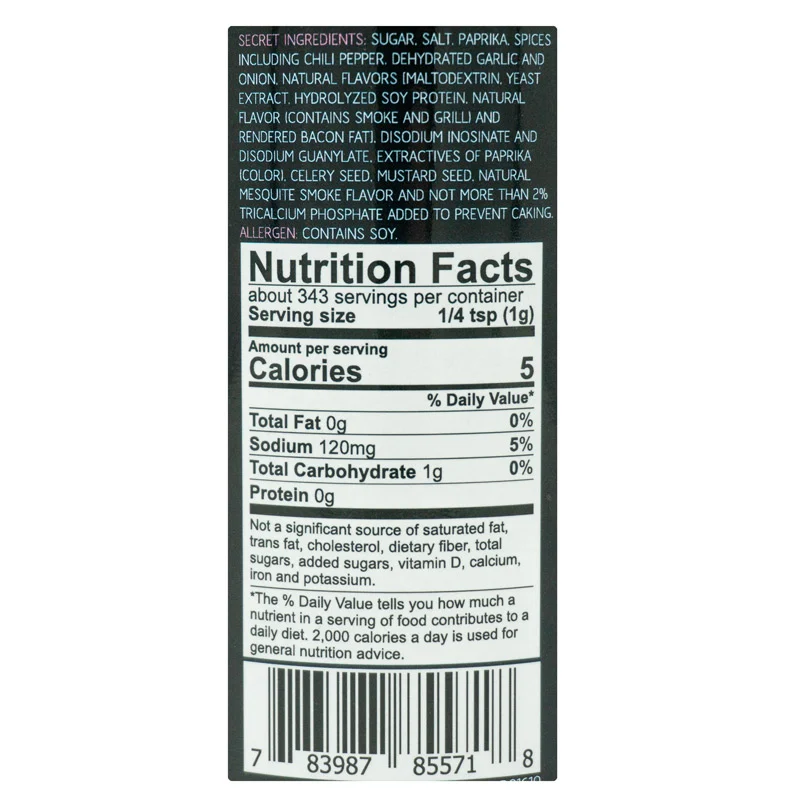 Bacon Barbecue Rub by Burnt Finger BBQ (nutrition)