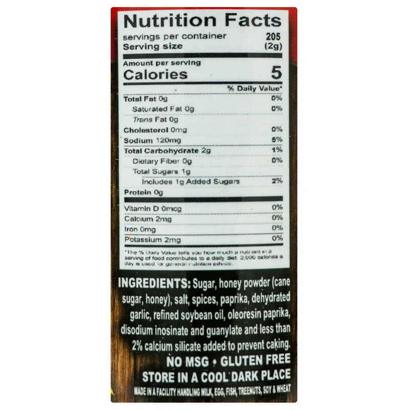 Honey Rub by Butcher BBQ (nutrition)