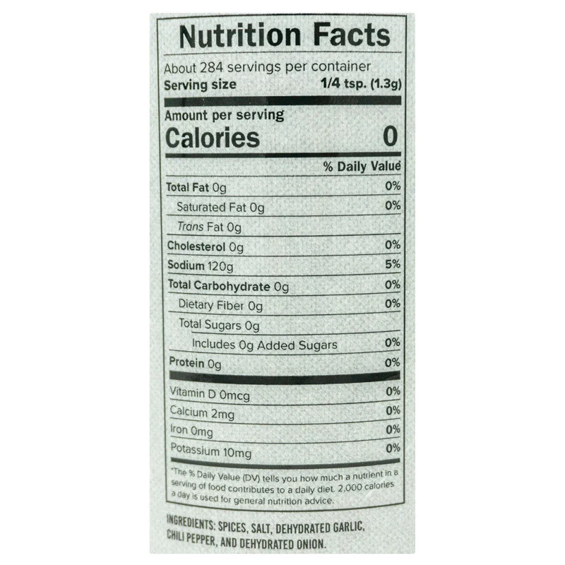 8 Second Ride Carne Asada Seasoning by Cattleman's Grill (nutrition)