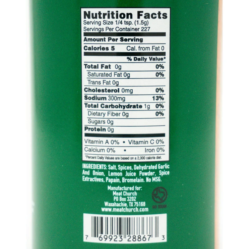Fajita Seasoning by Meat Church BBQ (nutrition)