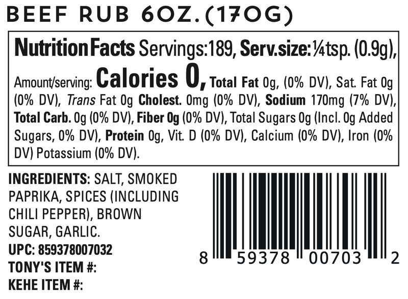 Beef Rub by Oakland Dust (nutrition)