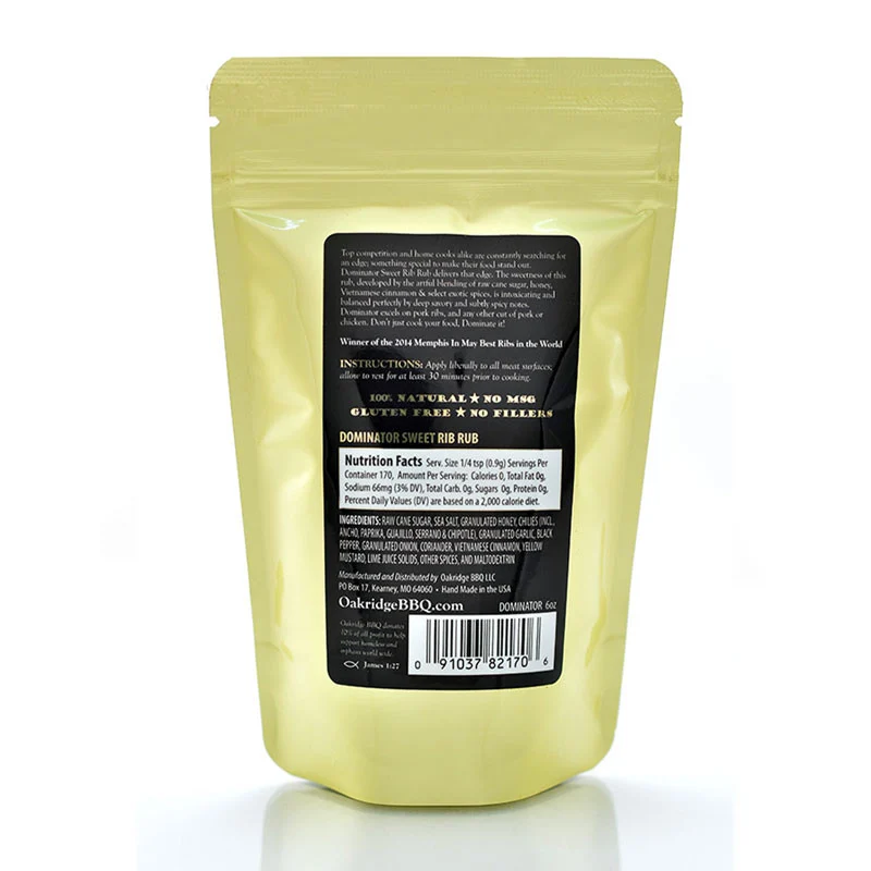 Dominator Sweet Rib Rub by Oakridge BBQ (nutrition)