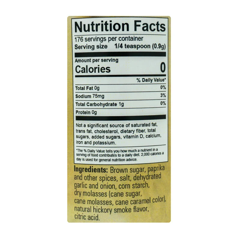 Smokestack Dry Rub by Old Arthur's (nutrition)