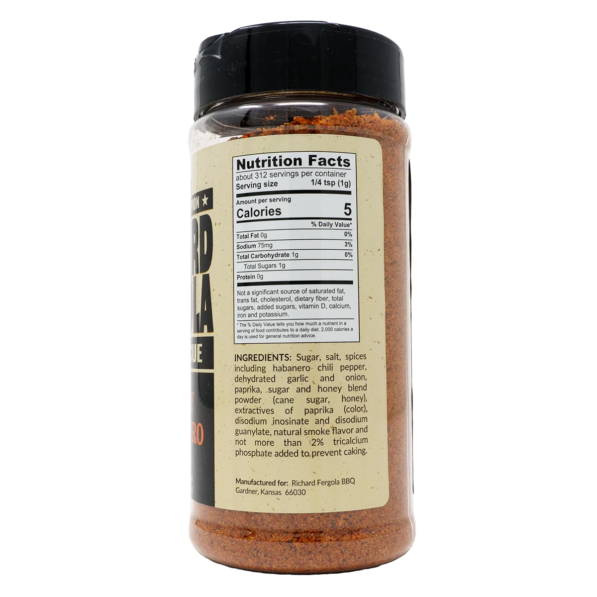 Honey Habanero Rub by Richard Fergola BBQ (nutrition)