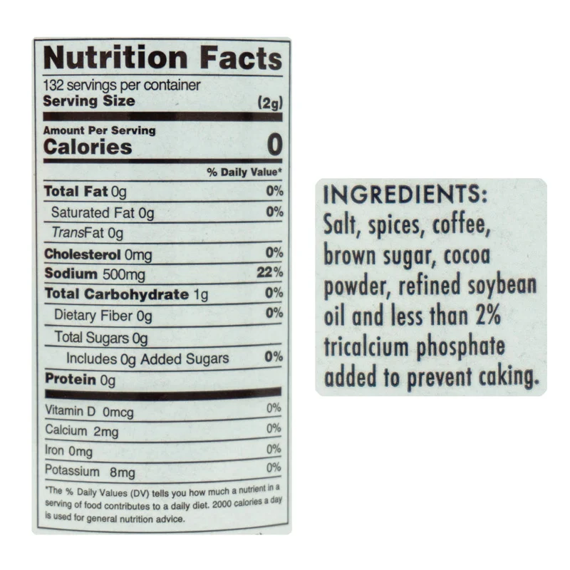 Daily Grind Pork & Beef Rub by Tuffy Stone (nutrition)